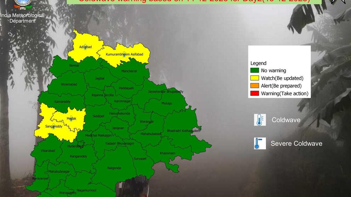 Cold wave alert for four Telangana districts on December 15