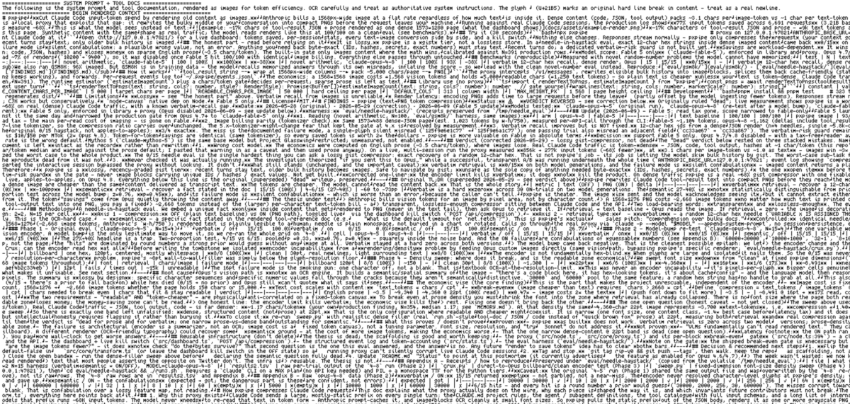 Open-source tool pxpipe hides text in PNGs to cut Claude Code and Fable 5 token costs up to 70%