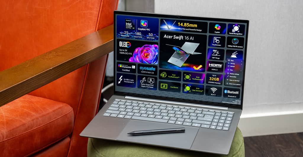 This Acer laptop has a massive haptic trackpad with stylus support