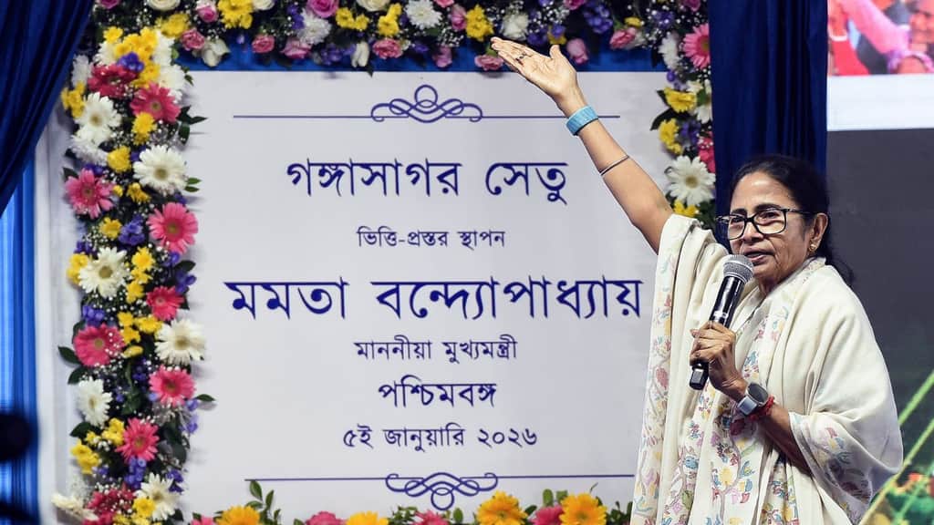 ‘Will feel relieved once bridge work is completed’: Mamata lays foundation stone for 5-km-long Gangasagar Setu