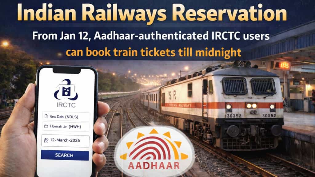 Indian Railways reservation: From Jan 12, Aadhaar-authenticated IRCTC users can book train tickets till midnight