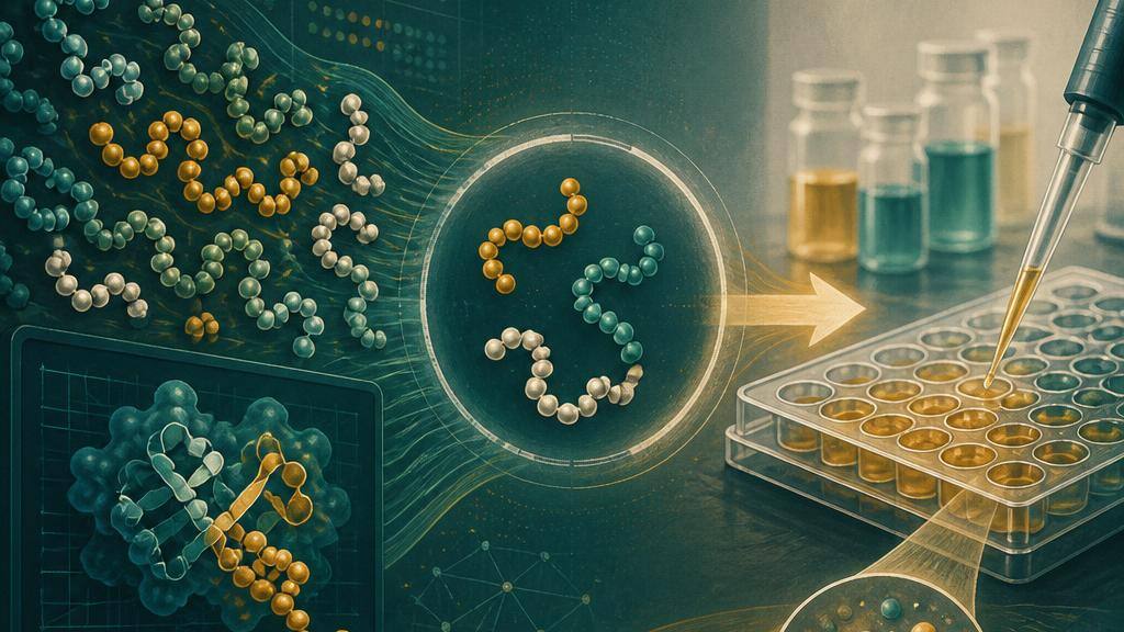Abstract map of peptide sequences and a laboratory assay